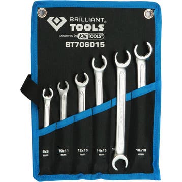 Brilliant Tools Open Ringsleutelset Leidingen 8-19mm 6-delig, Auto diversen, Autogereedschap, Verzenden, Nieuw