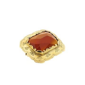 Gouden broche met carneool, Gebruikt, Ophalen of Verzenden, Met edelsteen, Goud