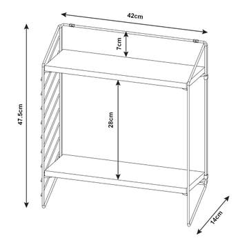 [en.casa] Wandrek Bømlo met 2 planken 47,5x42x14 cm zwart en, Huis en Inrichting, Woonaccessoires | Wandplanken en Boekenplanken