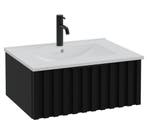 Badkamermeubel Set Fraser 60cm - Hoogglans zwart - 1 lade, Verzenden, Nieuw, Wastafelkast