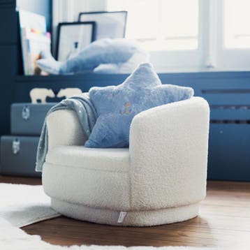 Kinderstoel Bouclé - wit - 45 x 42 x 36 cm, Huis en Inrichting, Stoelen, Verzenden, Nieuw, Wit