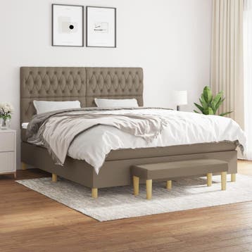 vidaXL Boxspring met matras stof taupe 180x200 cm, Huis en Inrichting, Slaapkamer | Bedden, Eenpersoons, Verzenden, Nieuw, 80 cm