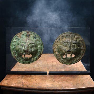 Oud-Romeins Brons paar decoratieve plaquettes uit een