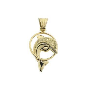 Gouden hanger van een dolfijn (Hanger of bedel), Sieraden, Tassen en Uiterlijk, Bedels, Ophalen of Verzenden, Gebruikt, Goud, Overige merken