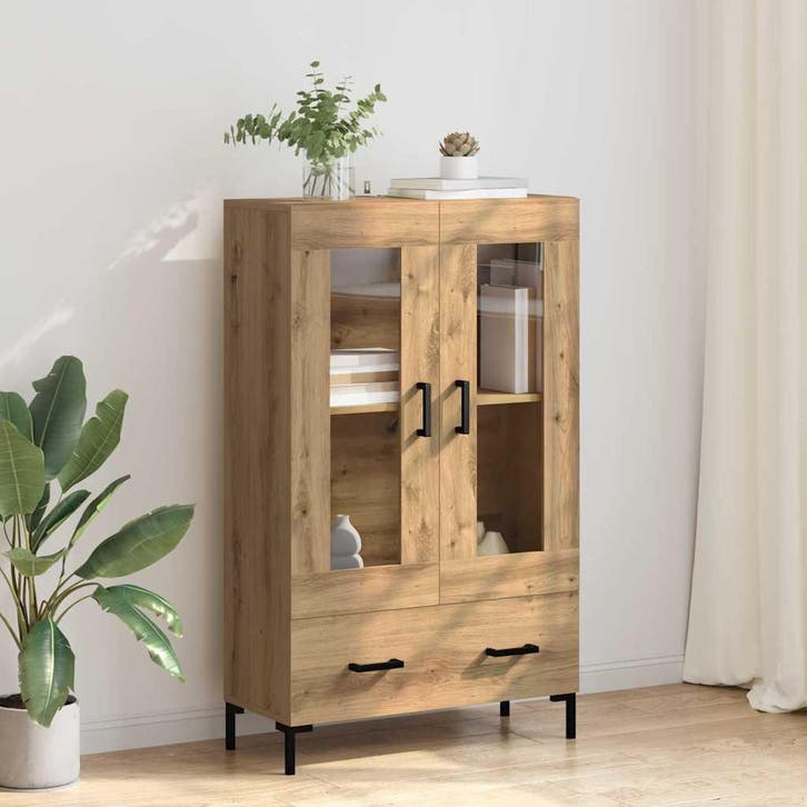 vidaXL Highboard Artisan Eiken 69,5 x 31 x 115 cm Bewerkt, Huis en Inrichting, Kasten | Buffetkasten, Nieuw, Minder dan 50 cm