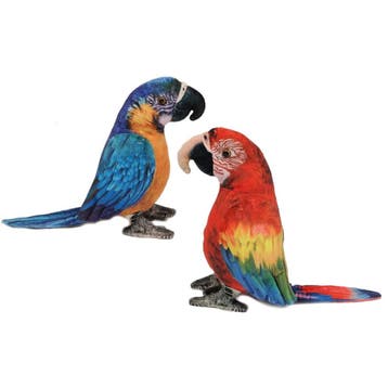 Papegaai knuffels set van 2 - pluche - 20 cm - rood/blauw, Kinderen en Baby's, Speelgoed | Knuffels en Pluche, Verzenden, Nieuw