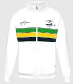 Ayrton Senna Offical AS Retro Stripe Jacket Mens XS White -, Nieuw