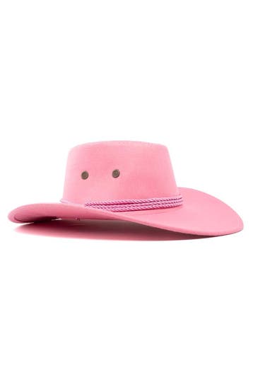 KIMU® Cowboyhoed Roze Suedelook Lichtgewicht Roze PU Suede C, Ophalen of Verzenden, Nieuw, Carnaval
