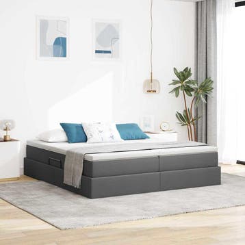 vidaXL Opbergbed met matras Donkergrijs 200 x 200 cm, Verzenden, Nieuw, Grijs
