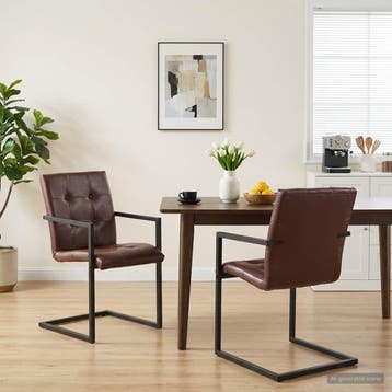 vidaXL Eetkamerstoelen 2 st echt leer bruin, Huis en Inrichting, Stoelen, Verzenden, Nieuw, Bruin