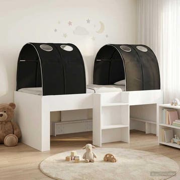 vidaXL Bed met Tunnel 3 st Wit en zwart Bewerkt hout, Verzenden, Nieuw, Wit, Hout