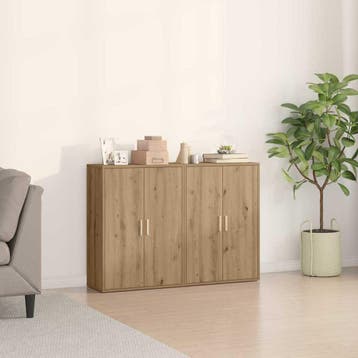 vidaXL Dressoir 2 st Artisan Eiken 60 x 31 x 84 cm Bewerkt, Huis en Inrichting, Kasten | Dressoirs, Verzenden, Nieuw, Overige houtsoorten