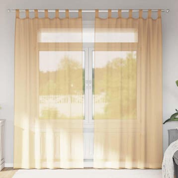 vidaXL Gordijnen met lussen 2 st 140x245 cm zand, Verzenden, Nieuw, Bruin