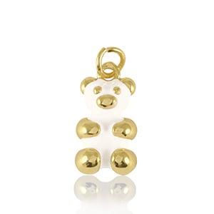 1 x Brass TQ metaal bedels bear enamel Gold-white, Ophalen of Verzenden, Nieuw, Bedel