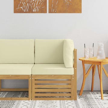 vidaXL Buiten Hoek Sofa Massief Acaciahout Wit, Verzenden, Nieuw