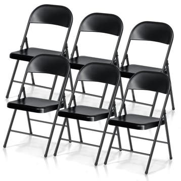 Klapstoelen - Vouwstoelen - Set van 6 - Eettafelstoelen - Zw, Verzenden, Zo goed als nieuw