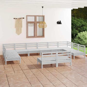 vidaXL 12-delige Loungeset massief grenenhout wit, Verzenden, Nieuw, Loungeset