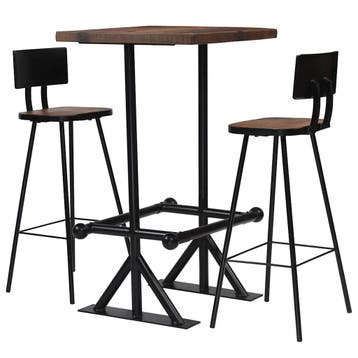 vidaXL 3-delige Barset massief gerecycled hout, Verzenden, Nieuw