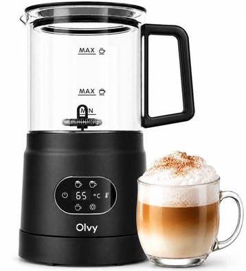 Olvy Melkopschuimer Glas - Elektrische Melkopschuimer 500W -, Verzenden, Zo goed als nieuw