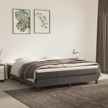 vidaXL Boxspring bed 180x200 cm fluweel donkergrijs, Huis en Inrichting, Eenpersoons, Verzenden, Nieuw, 80 cm