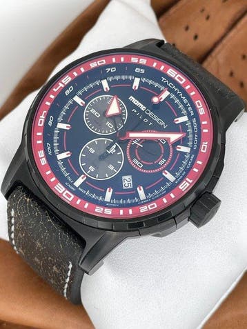 MomoDesign - Pilot Chronograph - MD1164BK-04RD - Heren -, Nieuw