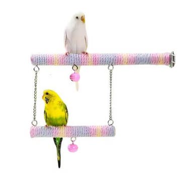 Vogelschommel met Klimtouw en Bel – Houten Vogelspeelgoed, Verzenden, Nieuw