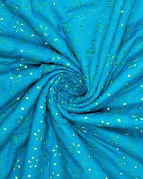 Broderie Katoen Opengewerkte Bloemen Blauw, Nieuw, Blauw