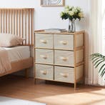 Ladekast Maldon met stoffen lades 79x66x35 cm naturel en bei, Verzenden, Nieuw