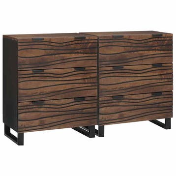 vidaXL Dressoir set 2 st Walnotenhout 120 x 33 x 75 cm, Huis en Inrichting, Kasten | Dressoirs, Verzenden, Nieuw, Overige houtsoorten