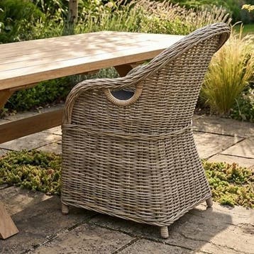 4 stuks Macau dining tuinstoel met handgat naturel rotan, Tuin en Terras, Ophalen of Verzenden, Nieuw