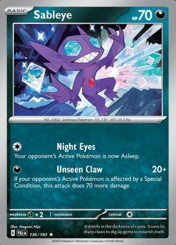 Sableye 136/193 reverse holo Paldea evolved, Hobby en Vrije tijd, Verzamelkaartspellen | Pokémon, Losse kaart, Nieuw, Foil, Ophalen of Verzenden
