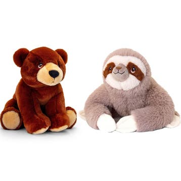 Pluche knuffels luiaard en bruine beer - 25 cm - combi-set, Kinderen en Baby's, Verzenden, Nieuw