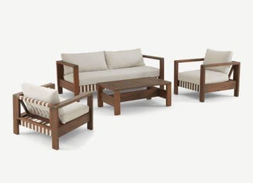 Stoel-Bank Loungeset - Zambra - Acacia - Wit - The Outsider, Tuin en Terras, Tuinbanken, Verzenden, Nieuw