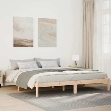 vidaXL Bedframe extra lang zonder matras massief grenenhout, Eenpersoons, Bruin, Verzenden, Nieuw