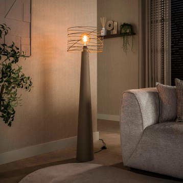*WOONWINKEL* Vloerlamp Met Open Draadkap Beige, Verzenden, Nieuw