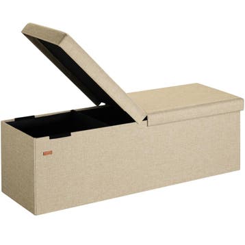 Opbergbank Beige 115x38x38cm met opbergvak opvouwbaar, Verzenden