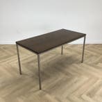 kantinetafel 150x70 cm,  Bruin blad - chroom, Ophalen of Verzenden, Gebruikt, Bureau