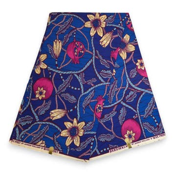 Afrikaanse wax print stof - Blauw Roze Pomegranate Garden -, Hobby en Vrije tijd, Ophalen of Verzenden, Nieuw
