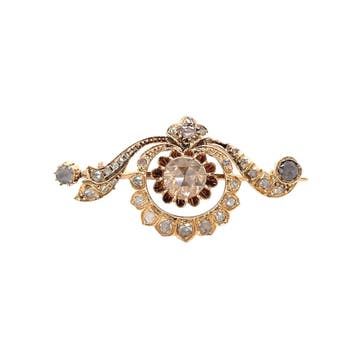 Gouden vintage broche met roosdiamant 14 krt, Sieraden, Tassen en Uiterlijk, Broches, Ophalen of Verzenden, Nieuw