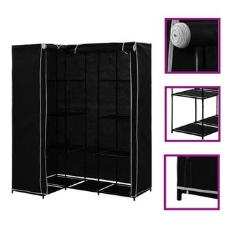 vidaXL Hoekkledingkast 130x87x169 cm zwart, Verzenden, Nieuw