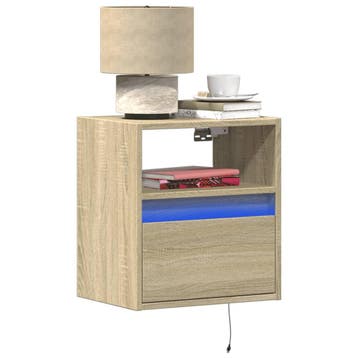 vidaXL Nachtkastje met LEDs wandgemonteerd sonoma, Minder dan 45 cm, Verzenden, Nieuw, Minder dan 55 cm