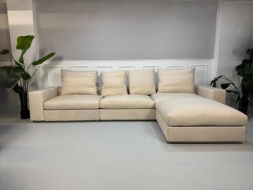 Flexform Groundpiece Designerbank stof beige modulair hoekba, Hoekbank, Driepersoons, Ophalen of Verzenden, Zo goed als nieuw