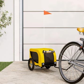 vidaXL Hondenfietstrailer oxford stof en ijzer geel en zwart, Verzenden, Nieuw