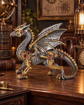 Beeldje - Dracus Machina Steampunk Dragon Figurine - Hars