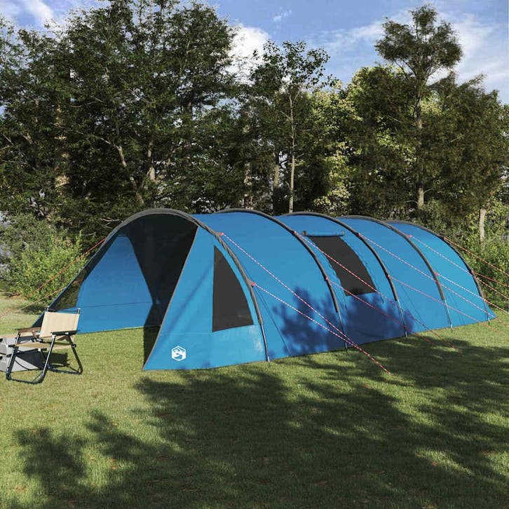 vidaXL Tunnel Tent 6-Persoon met dak Blauw en Grijs 890 x, Caravans en Kamperen, Tenten, Nieuw, tot en met 2, Verzenden