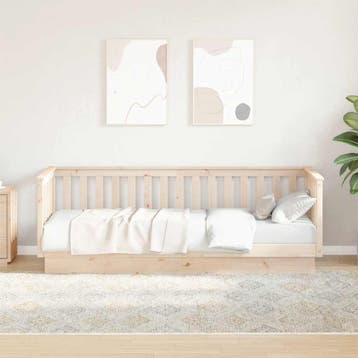 vidaXL Dagbed zonder matras 90x200 cm massief grenenhout, Huis en Inrichting, Slaapkamer | Bedden, 90 cm, Eenpersoons, Bruin, Verzenden