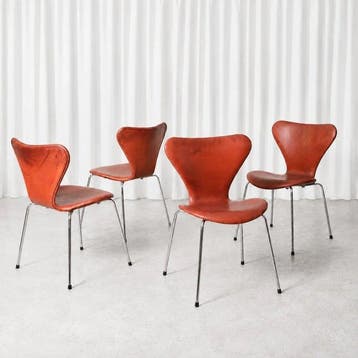 Fritz Hansen - Arne Jacobsen - Stoel (4) - Serie 7 - Leder,