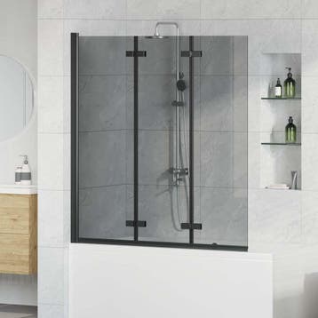vidaXL Opvouwbare Douchewand Zwart 130 x 138 cm ESG-glas en, Verzenden, Nieuw