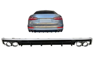 Diffusor Audi A6 S-Line C8 Zilver incl. sierstukken Chroom, Ophalen of Verzenden, Nieuw