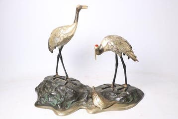 Brons - Reigers en Schildpad op de rots - 1900-2000